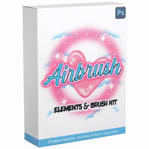 Airbrush Graphics Pack | 25 PNG Elements   Photoshop Brush Set for Streetwear