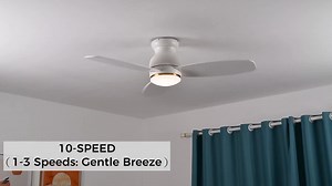 CARRO Arran 48 in. Color Changing Integrated LED Indoor Matte White 10-Speed DC Ceiling Fan with Light Kit and Remote Control HYDC483Q-L12-W1-1-FM
