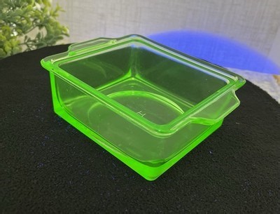 Vintage Hazel-Atlas Green Uranium Glass Refrigerator Dish Base Depression Glass | eBay