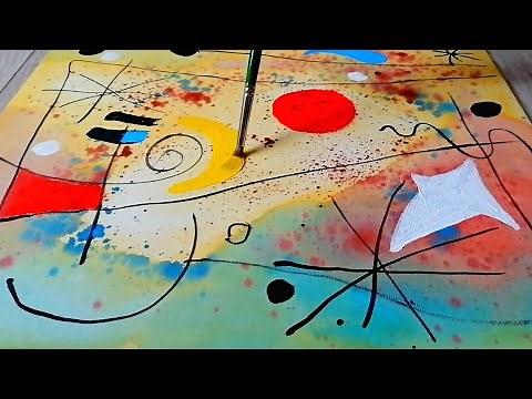 How to Paint Like Joan Miro | Abstract Acrylic Techniques | Easy for Beginners | Work #56