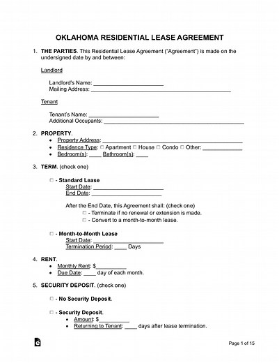 Oklahoma Lease Agreement Template