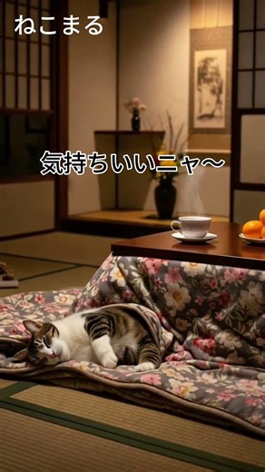 こたつで爆睡する猫が可愛すぎる #猫 #ねこまる #癒やし #shorts