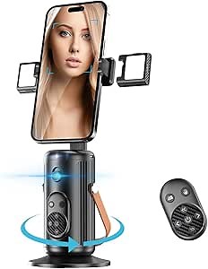 360° Face Tracking Tripod for iPhone – No App Needed, Bluetooth Remote, Auto Tracking Holder for TikTok, Vlogging, Streaming, and Video Recording