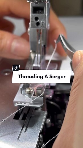Threading our serger 🎢 #seamstresslife #serger #smallbusiness #bernina