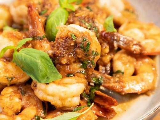 Garlic Butter Shrimp with Miso and Basil