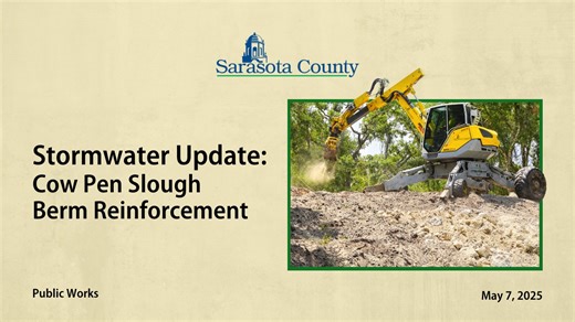 Earlier this week, the Sarasota County Public Works Stormwater team was reinforcing the berm that separates the Cow Pen Slough and Phillippi Creek watersheds. The berm, constructed for agricultural purposes several decades ago, is there to direct drainage on the east side to Cow Pen Slough and on the west side to Phillippi Creek. To learn more about Sarasota County Public Works, visit scgov.net/Publicworks. | #SRQCountyPublicWorks | Sarasota County Government