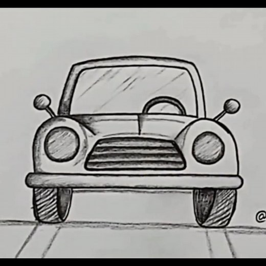 Simple Car Pencil Sketch for Kids | Cute Car Drawing #shorts #art
