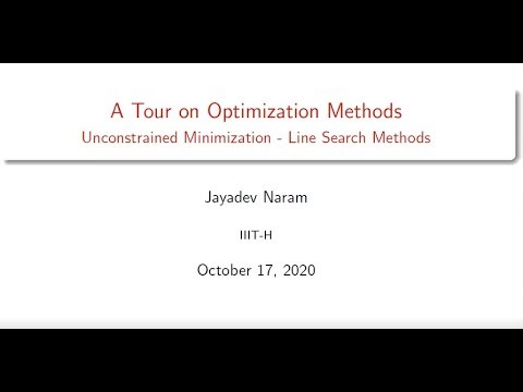 (#009) A Tour on Optimization Methods - Jayadev Naram || Seminar Saturdays @ IIITH