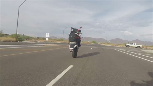 Skilled rider demonstrates impressive wheelie control on middleweight supersport