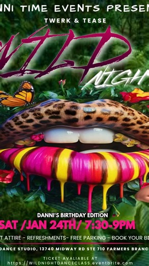 Danni Time Events LLC on Instagram: "JOIN ME FOR MY 🗣️BIRTHDAY CLASS 🔥🔥 . SATURDAY 1/24 @ 7:30 . 🌴🐆 WILD & FREE: JUNGLE VIBES DANCE EXPERIENCE 🐍🌺 . Animal Print • Confidence • Feminine Energy 🦒 Gang, it’s time to tap into your wild side 💃🏾✨ Join us for a beginner-friendly dance class everybody can enjoy, brought to you by Danni Time—where confidence is the dress code and judgment is left at the door. 🦒 🔥 Expect a sexy, fun, and empowering atmosphere filled with laughter, sisterhood,