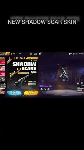 New shadow 🌑 scar 😮 skin ff first equip #ff #freefire #viral #gaming