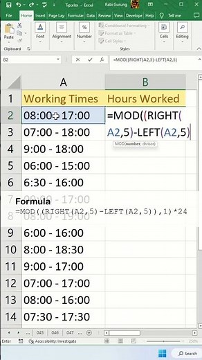 Calculating hours worked - Excel Tips and Tricks