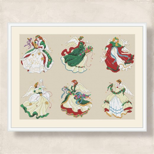 Cross Stitch Mystical Angel Ornaments Pattern for Embroidery, 6 Christmas Angels, Winter Decoration, PDF   XSD Saga Pattern Digital Download - Etsy