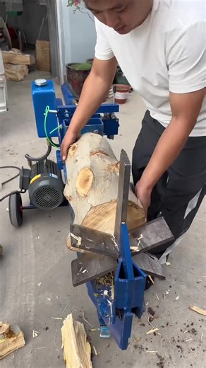 15-ton log splitter easily cuts wet, dripping firewood. The cross-shaped blade splits one log into six pieces effortlessly,tackling all kinds of hard wood.#logsplitter #woodsplittertool #householdlogsplitter #ruralwoodsplitting