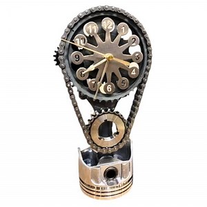 Chevy Small Block V8 Rotating Gear Clock – Stainless Steel Timing Chain Desk Clock by Clock9Nine, Chevy Truck Garage Decor, Muscle Car Gift, Hot Rod Man Cave Collectible, Car Show Trophy