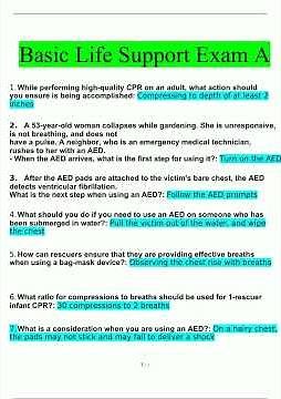 Basic Life Support Exam A with complete solution6304