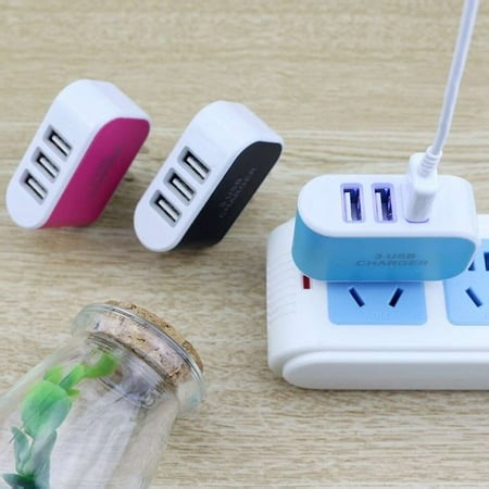Universal Candy Color 3 USB Multi-Port Wall adapter ; USB power Charger US Plug Wall Adapter Cube Block AC 110-220V 5V - Walmart.ca