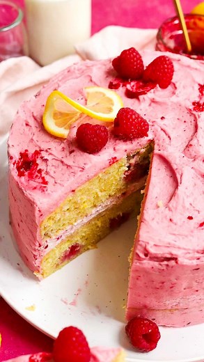 Christina Marsigliese - Food Scientist on Instagram: "Lemon Raspberry Layer Cake 勺 It’s so pretty, and citrus season is upon us! This cake is totally natural with buttery lemon cake layers studded with juicy raspberries, filled with raspberry cream, and covered in a raspberry buttercream that’s so bright and beautiful from berries alone! Get the recipe on the site. Link in bio. https://scientificallysweet.com/lemon-raspberry-cake/ #lemonraspberry #lemonraspberrycake"