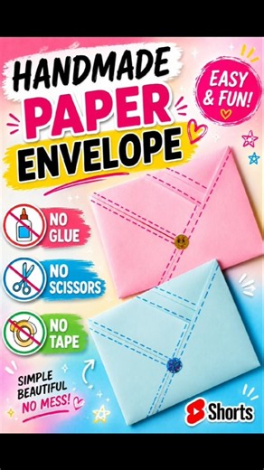Cute handmade paper envelope 💌✨No glue, no scissors, no tape 🌸#papercraft #diycraft #art