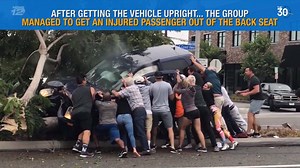 103K views · 293 reactions | The 30: Good Samaritans help stranger after vehicle crashes into tree, flips over | News 12 Long Island | Facebook