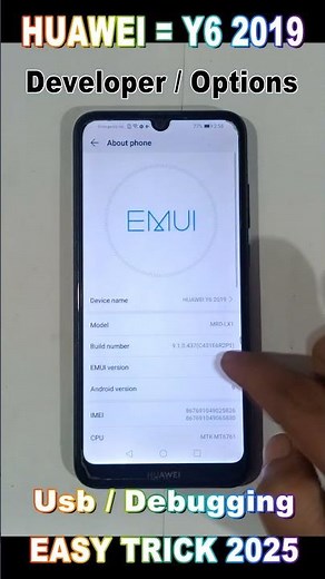 Huawei Y6 (2019) How to Enable the Developer, Options for USB Debugging etc, 2025//