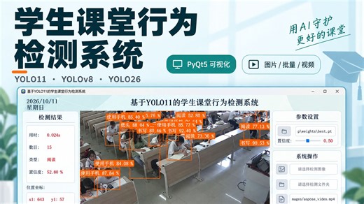 YOLO11/YOLOv8/YOLO26学生课堂行为检测系统-毕设选题推荐｜PyQt5运行演示＋源码数据集权重