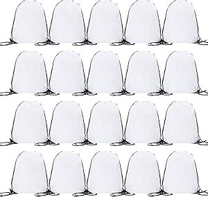 CODOBON 20 Pcs Drawstring Backpack Bulk Draw String Bags Cinch Polyester Bag for Gym Sport, White