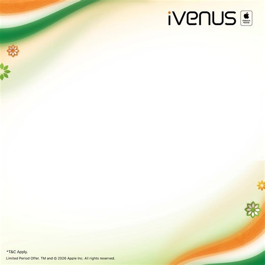 🇮🇳 Republic Day Sale @ iVenus Apple Store! 🎉 ✨ Exciting Offers:� 📱 iPhone 17 – Flat 9% off* or ₹3,317* EMI 📱iPhone 17 Pro: Flat 7% off* or ₹5,396* EMI 📱iPhone 16: Flat 15% off* or ₹2,590* EMI 🎶 AirPods 4: Flat 13% off* - ₹510* EMI ⌚Apple Watch SE 3: Flat 11% off* - ₹1,046* EMI 💳 Instant Cashback on ICICI Bank & AXIS Bank Or ✅ No Cost EMI | Up to 24 Months | Bajaj Finserv & IDFC First Bank 📍 Visit your nearest iVenus Store today!� 🌐 www.ivenus.in | IVenus