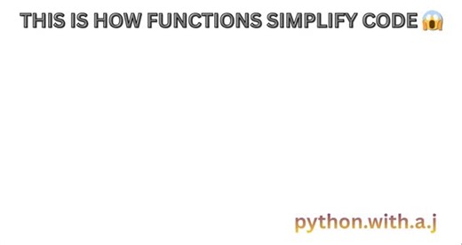 ai.with.python on Instagram: "This is why Python functions are important 🧠 Instead of repeating the same code again and again, we write it once and reuse it everywhere. A simple calculator shows how clean and powerful functions really are. 💾 Save this for revision 👨‍💻 Follow for daily Python learning #python #pythonfunctions #pythonproject #learnpython #codingforbeginners #pythonreels #programmingstudent #pythonlearning"
