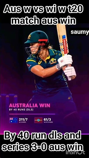 #cricketnews aus vs wi women t20 match aus win and series win 3-0 #cricketshorts #cricketlover