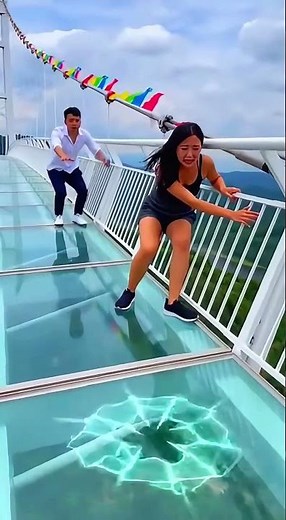 Bridge Crack Prank #glassarchitecture #glass #glassbridge #memes #glassstructure