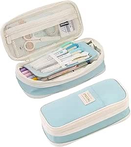 Big Capacity Pencil Case, Large Pencil Pouch Pen Box Bag - Back to School Supplies for Teen Girls Boys, Aesthetic Cute Pencil Cases Holder Organizer for Student Kids (Blue)