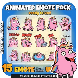 Unicorn Animated Emotes: 15 Twitch/discord Streamer Emotes (digital Download) - Etsy