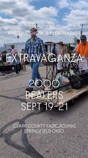 Springfield Antiques & Flea on Instagram: "Imagine 120 acres of outdoor vendors PLUS 8 buildings all stuffed with 2000 spaces of antiques, vintage, and flea finds. That’s the magic of the Springfield Antique Show & Flea Market EXTRAVAGANZA. The merch is real, and it’s spectacular. 🗓️ EXTRAVAGANZA - Sept 19-21 💪 Over 2,000 spaces of antiques, vintage and flea market dealers 📍 Clark County Fairgrounds, 4401 S. Charleston Pike Springfield, OH 45505 SHOW HOURS & ADMISSION: Early Bird Buying Pass 