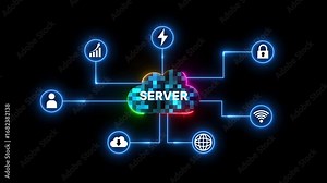 Neon Cloud Computing Ecosystem Secured Connectivity and Data Integration.Cloud Server Hosting and Data Management Solutions,Cloud Server for Download and Upload,Cloud Server for Global Connectivity.
