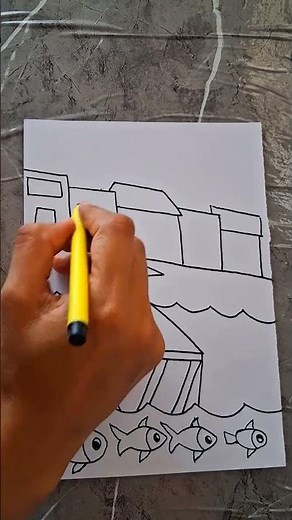 Very Easy City Drawing | City drawing tutorial for beginners | How to draw a City Scenery #shorts
