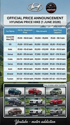 Hyundai Price Hike 2026 | New Car Prices After June 1 Update 😱🚗