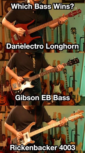 3 Basses. 1 Riff. Who wins? (Danelectro Longhorn vs Gibson EB vs Rickenbacker 4003W)