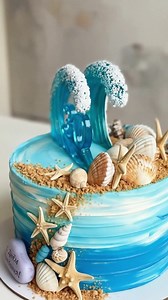 Pearl Wave Birthday Cake🎂💙🌊✨— a breathtaking celebration of the ocean’s beauty and the milestone it honors. #cake #cakedecorating #cakeideas | Angel Carrera