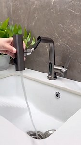 Love its pull-out rotating design! #KitchenFaucet #RaindanceWaterfall #HotAndColdFaucet #PullOutFaucet #RotatingVegetableBasin #SinkFaucet | Must good