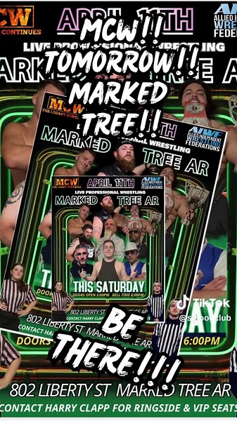 THIS SATURDAY MCW is rolling into Marked Tree, Arkansas and we are bringing the CHAOS with us. You see that lineup? That ain’t just a card… that’s a problem waiting to happen. Champions. Contenders. Egos bigger than the building. And a whole lot of unfinished business ready to explode right in the middle of that ring. Marked Tree… you’re about to find out real quick what MCW is all about. Hard hits. Loud crowds. & Zero apologies. If you think things won’t get out of hand… you clearly haven’t bee