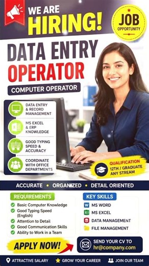 Data Entry Operator Job 2026 Computer Operator Vacancy 12th Pass & Graduate Jobs Latest Private Jobs