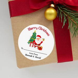 Personalized Christmas Gift Stickers, Round Labels (Digital Download)