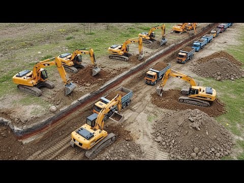 Mega RC Candy Factory Build with Excavators and Dump Trucks
