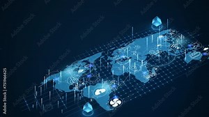 AI technology Map, mapping with Logistics Icons connection line . Tehcnology Global Logistics international delivery concept, World map logistic and supply chain network distribution. Stock Video