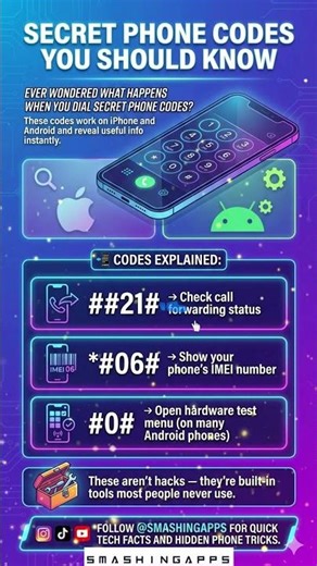 Secret Phone Codes You Should Know (iPhone + Android) #techshorts #viral #secret #explore