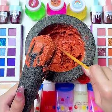 Satisfying Video DIY Slime ASMR | Making Glossy Slime Mixing Random Makeup Cosmetics Random Things