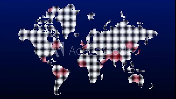 Global Disease Outbreak Animation with Spreading Red Dots on a Diverse World Map Showing Infection Zones and Population Impact in a Dynamic Visual of Virus Transmission and Epidemic Awareness