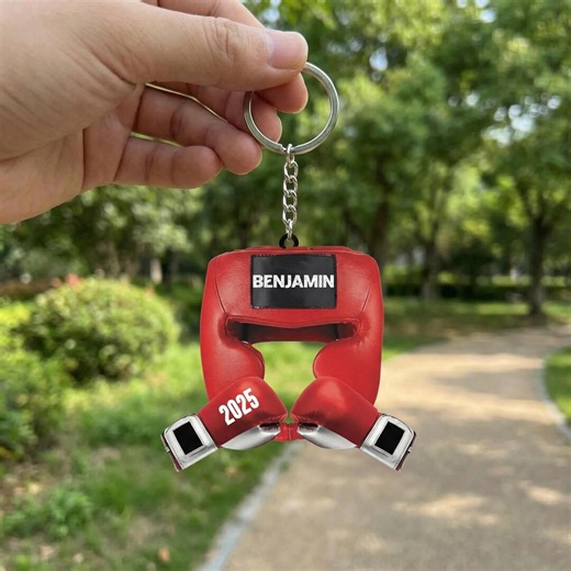 Personalized Boxing Gloves Acrylic Keychain, Custom Name Boxing Keychain, Boxer Gift, Gym Bag Charm, Sports Lover Gift, 2D Flat Acrylic - Etsy