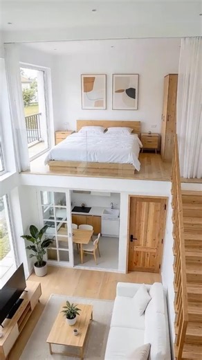 Nordic wood style LOFT with small balcony. #loft #interiordesign #aestheticroomdecor #decorideas